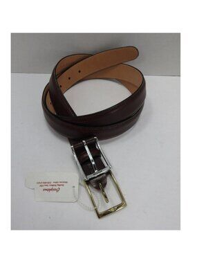 Martin Dingman Belt 44 Red Leather Calfskin Two Buckle Dress NEW